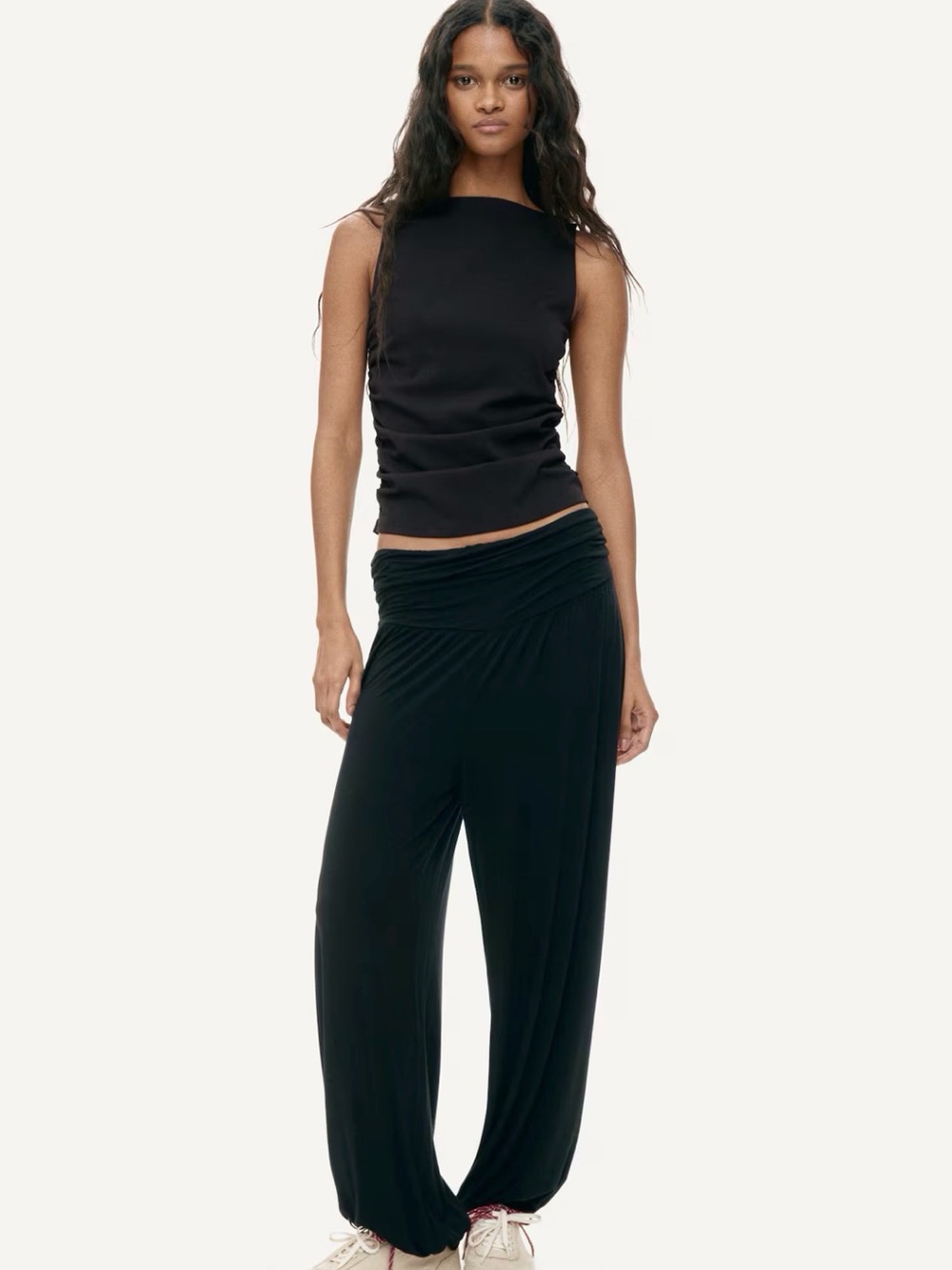 Black Boat Neck Tank Top